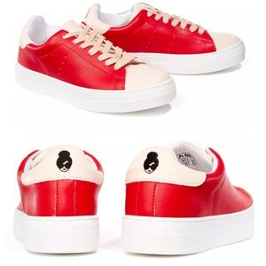ALICE + OLIVIA Thea Red Leather Top Sneakers Size 7